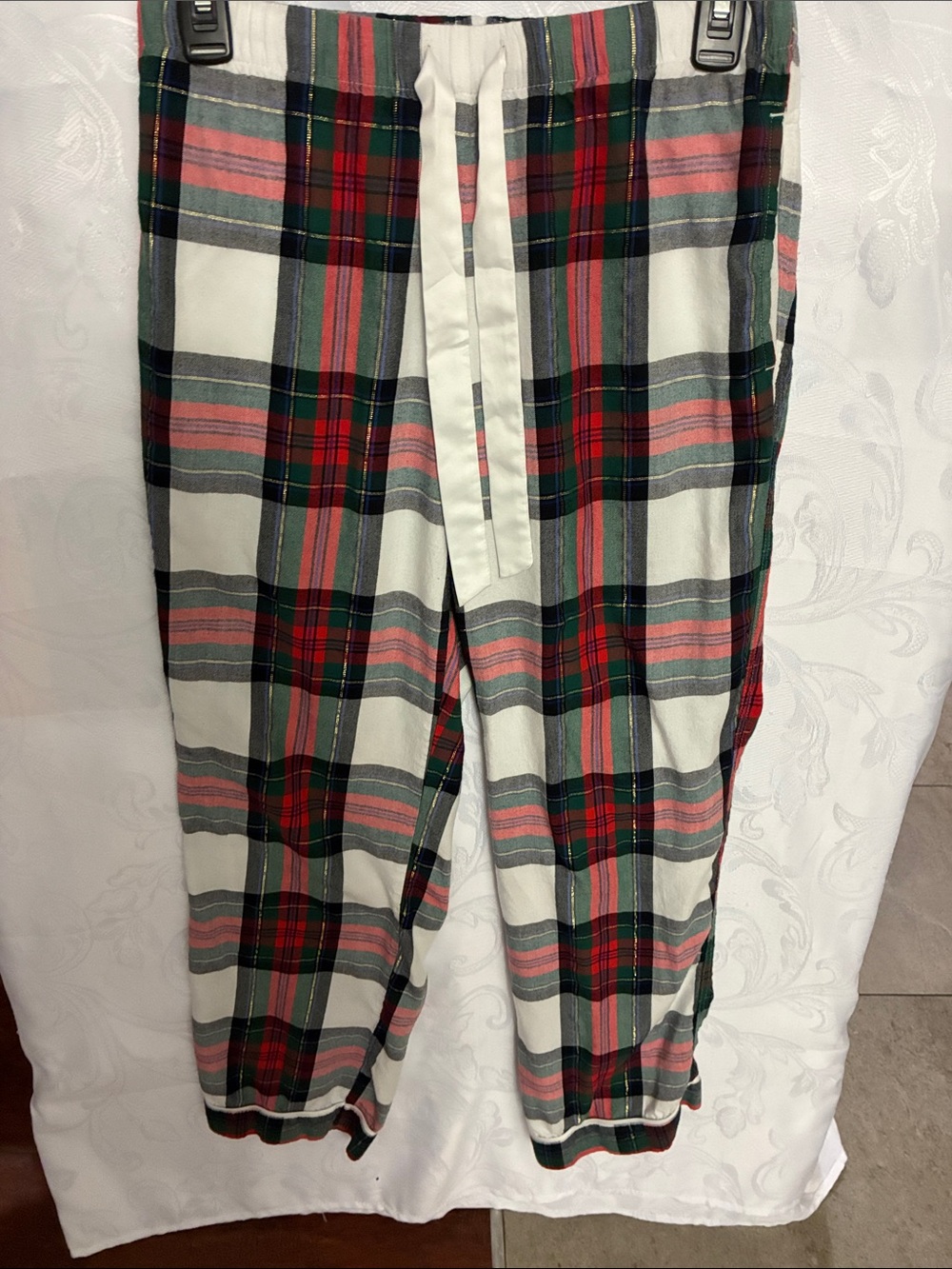 Victoria's Secret Red, Green & White Plaid Drawstring Joggers bottoms only